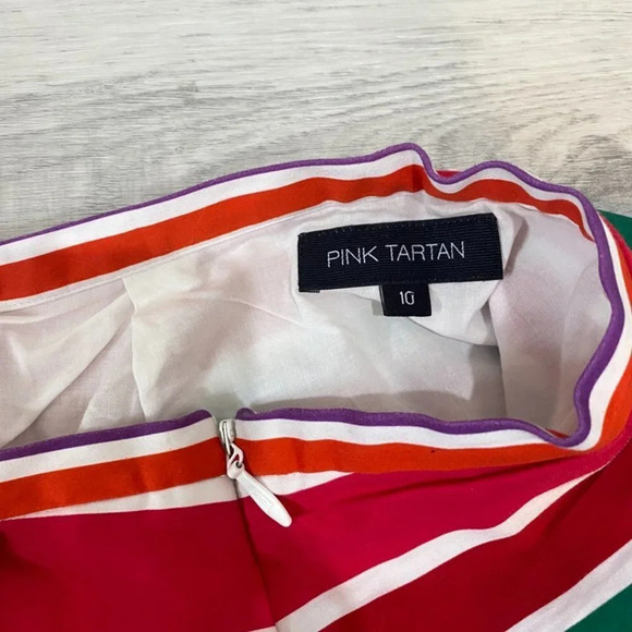 Pink Tartan Striped Flare  Skater Skirt Size 10 - Picture 2 of 11